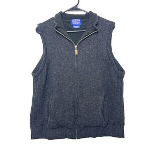 Pendleton‎ Men's S Vest 100% Shetland Wool Zipper Charcoal Grey Fleece Lined